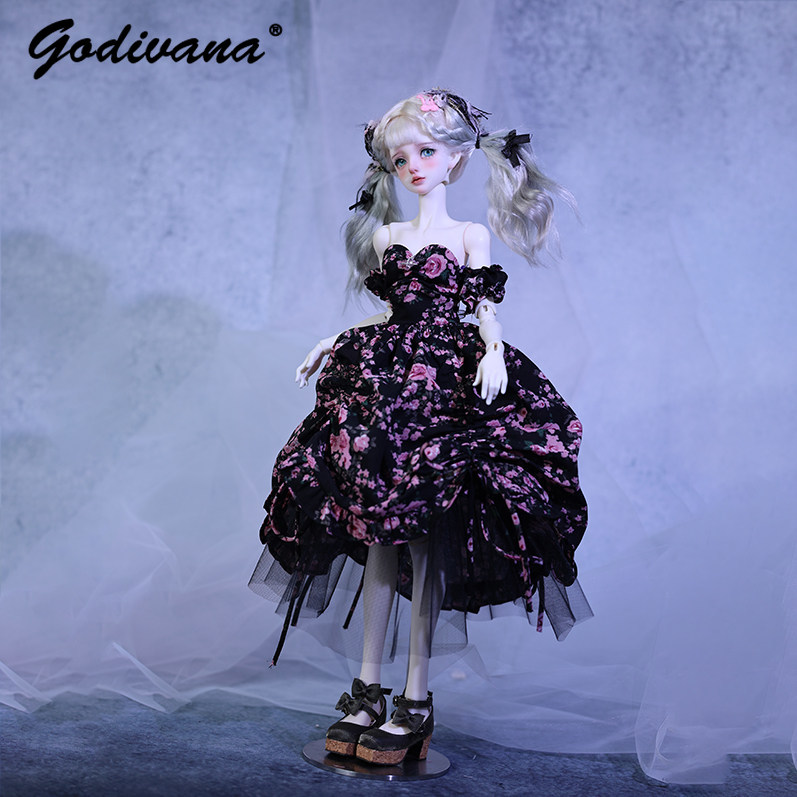 1/4 BJD-popjurk, zwarte basis, - Midi Skirt Floral recensie en prijs